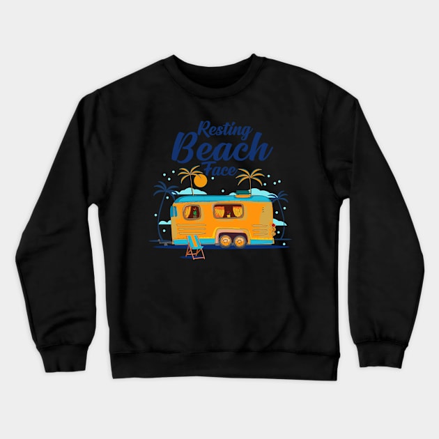 Resting Beach Face Camping Crewneck Sweatshirt by Rumsa